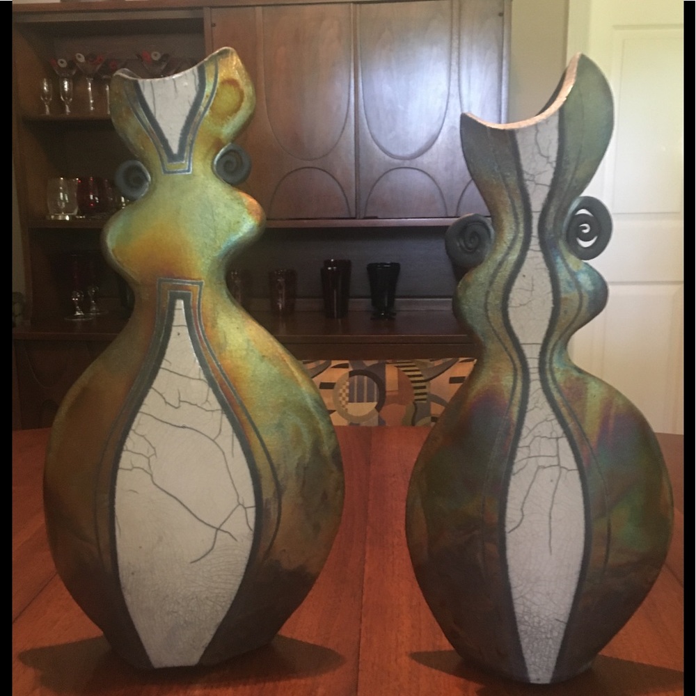 Raku Center Crackle Pottery by GA Artist Rae Breed